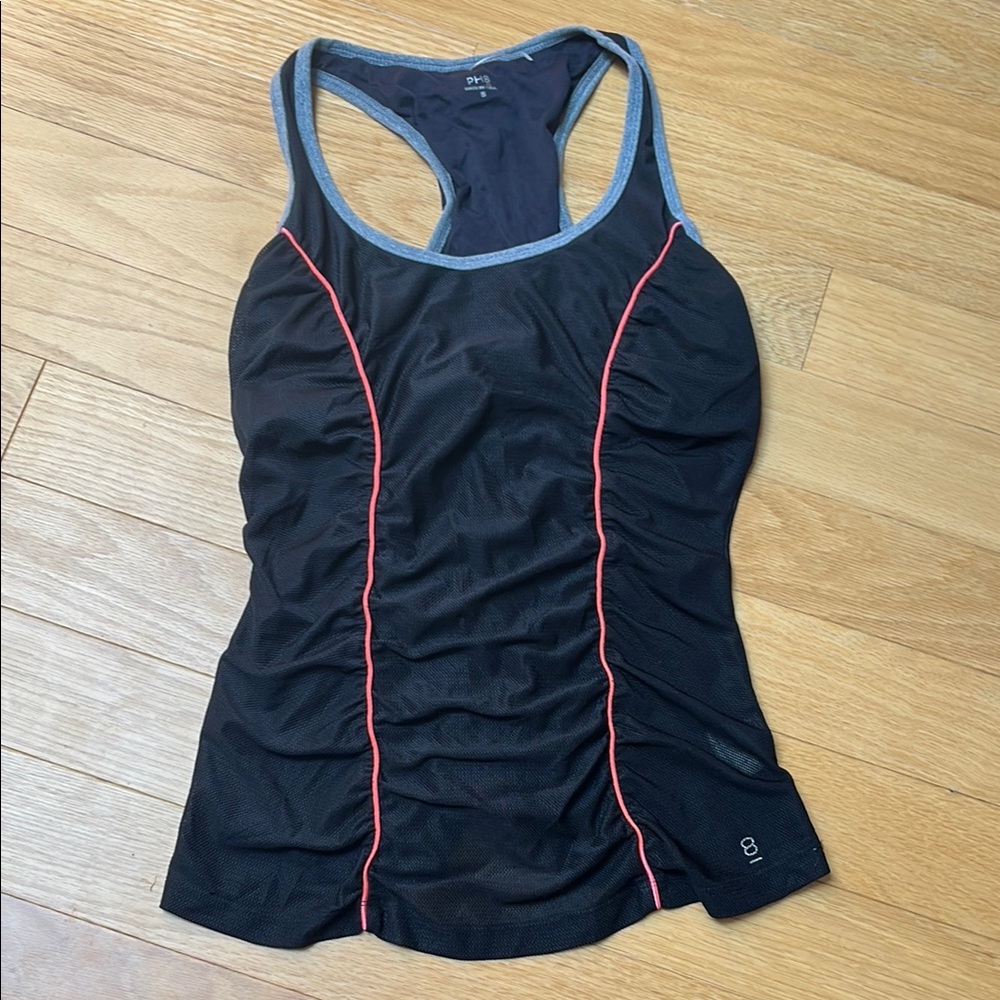 Black Ruched Athletic Tank Top